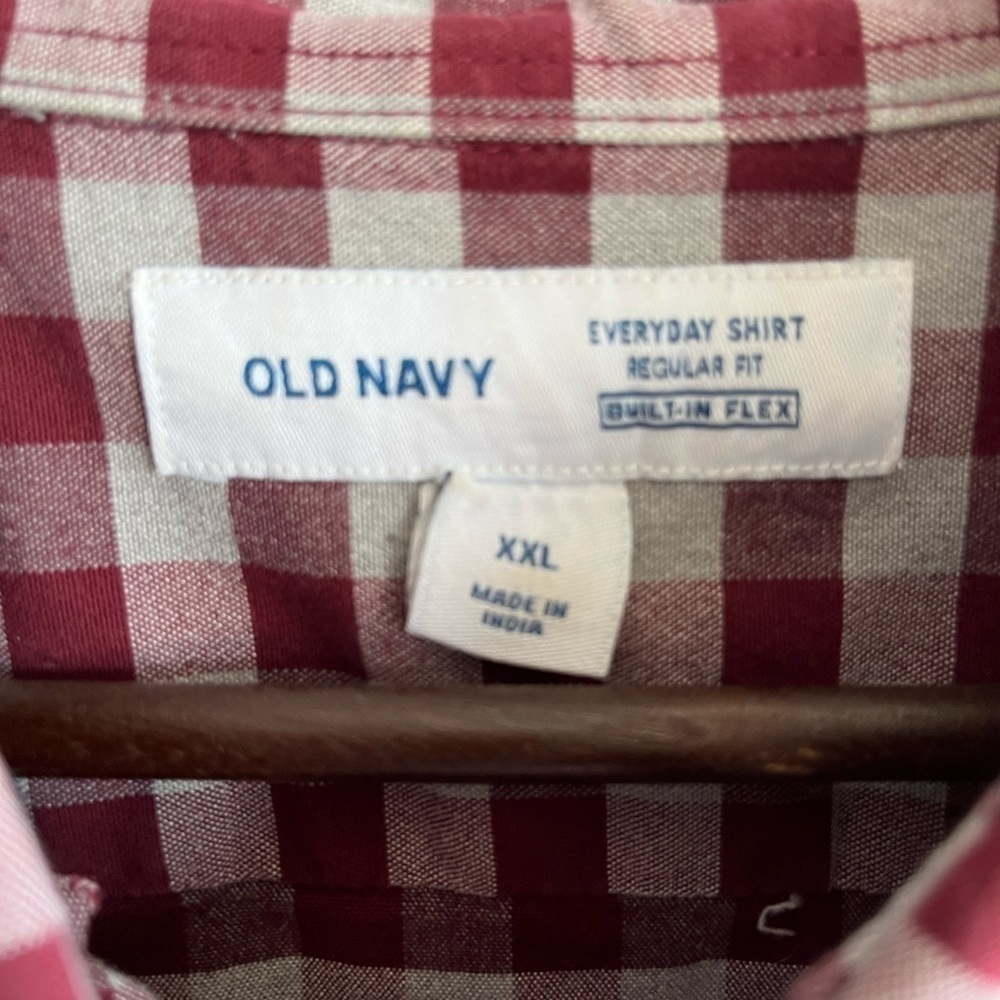 Men's Red & Grey Plaid Button Down Shirt - Picture 6 of 8